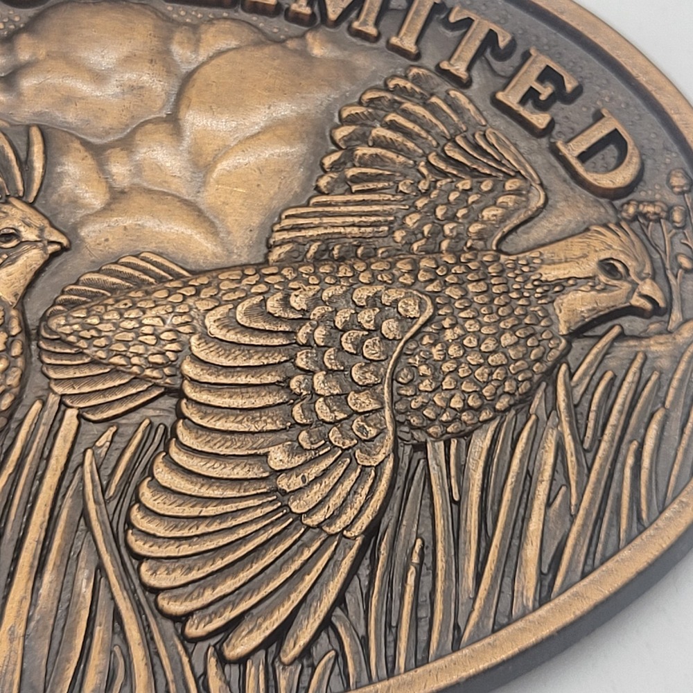 Vintage Quail Unlimited Belt Buckle Copper Oval - Picture 5 of 8